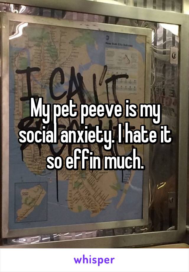 My pet peeve is my social anxiety. I hate it so effin much.