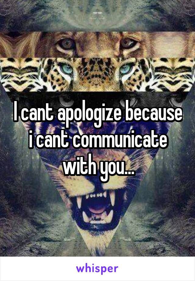 I cant apologize because i cant communicate with you...