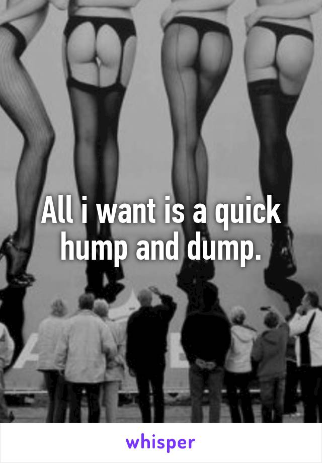 All i want is a quick hump and dump.