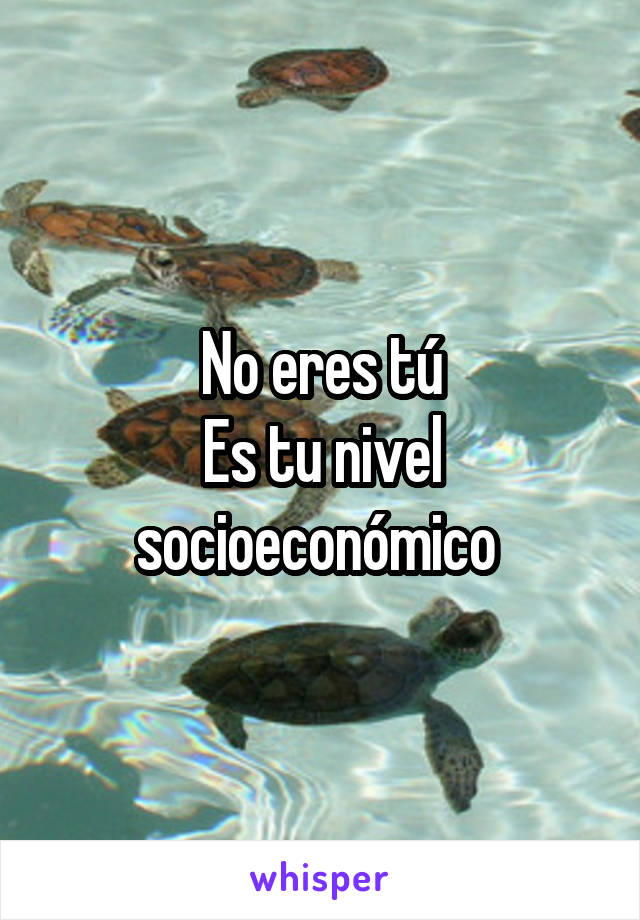 No eres tú
Es tu nivel socioeconómico 