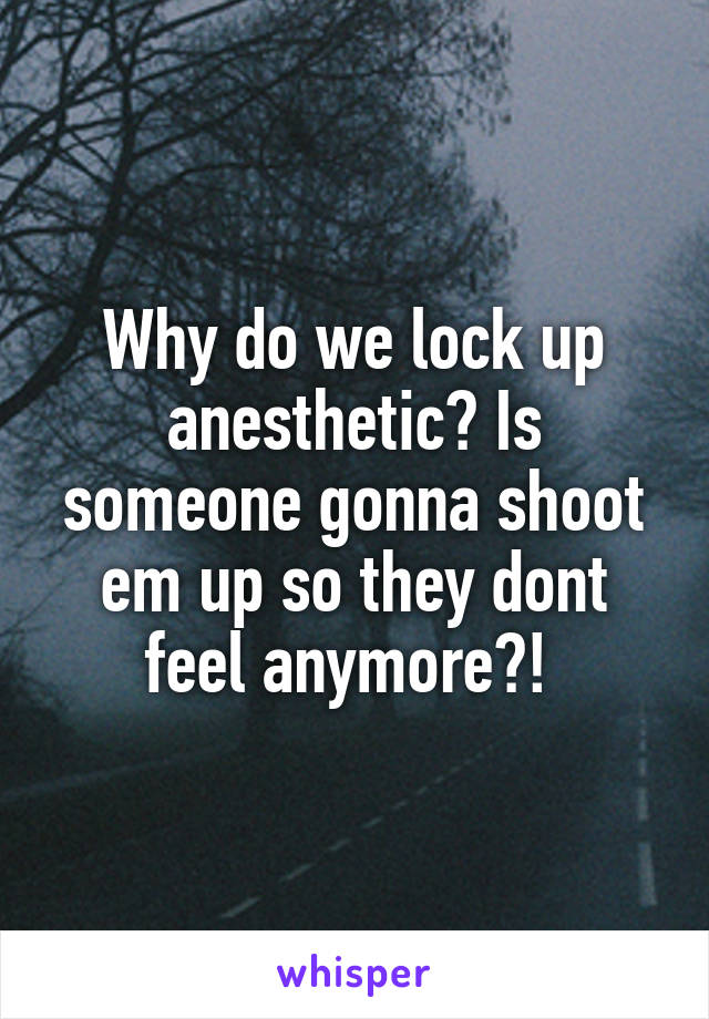 Why do we lock up anesthetic? Is someone gonna shoot em up so they dont feel anymore?! 