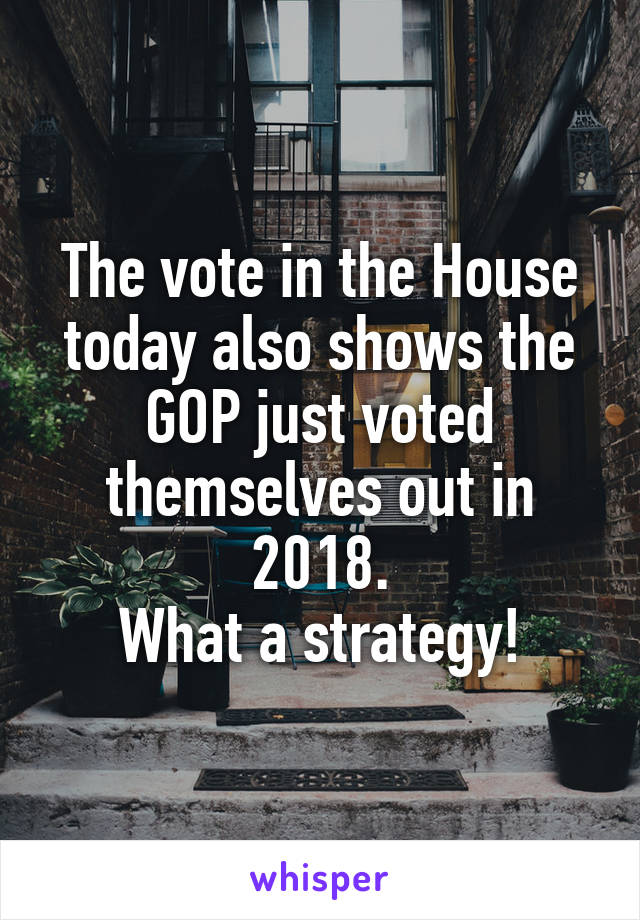 The vote in the House today also shows the GOP just voted themselves out in 2018.
What a strategy!