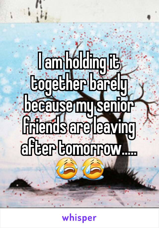 I am holding it together barely because my senior friends are leaving after tomorrow.....😭😭