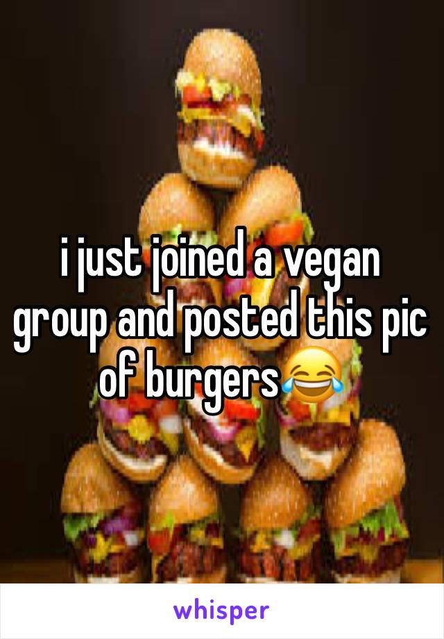 i just joined a vegan group and posted this pic of burgers😂