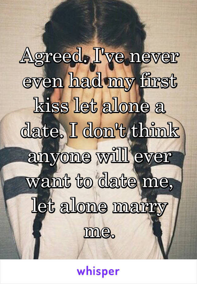 Agreed. I've never even had my first kiss let alone a date. I don't think anyone will ever want to date me, let alone marry me.