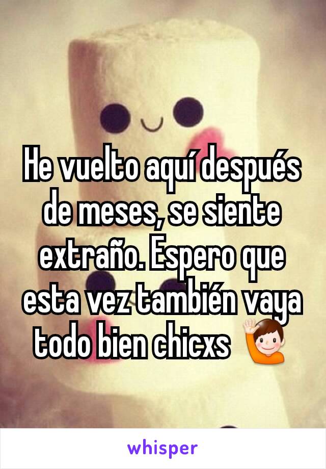 He vuelto aquí después de meses, se siente extraño. Espero que esta vez también vaya todo bien chicxs 🙋