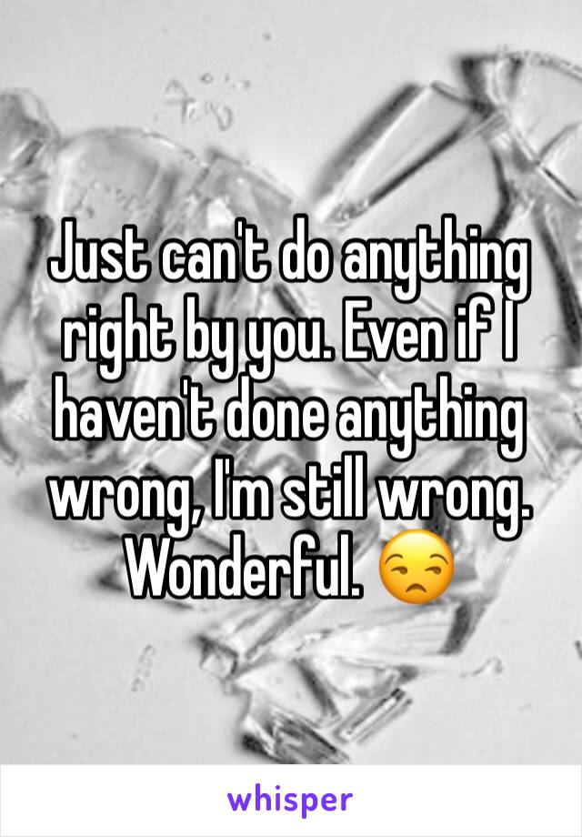 Just can't do anything right by you. Even if I haven't done anything wrong, I'm still wrong. Wonderful. 😒