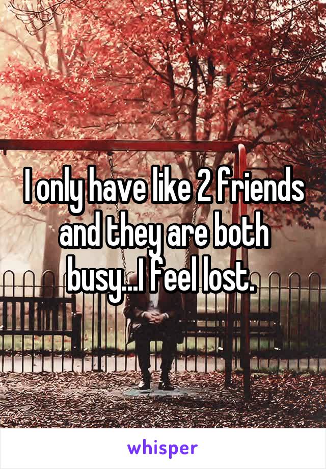 I only have like 2 friends and they are both busy...I feel lost. 