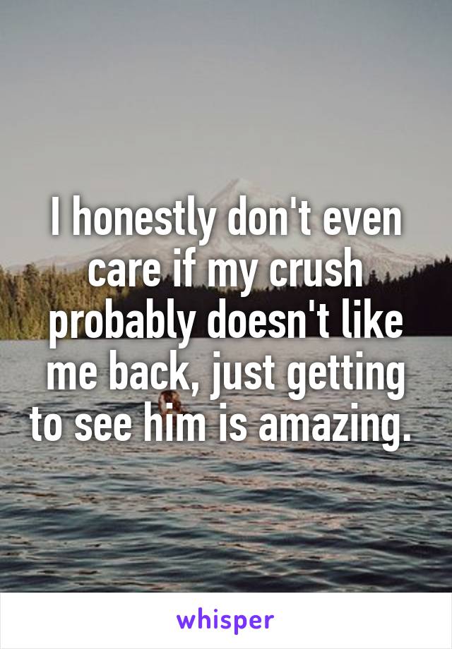 I honestly don't even care if my crush probably doesn't like me back, just getting to see him is amazing. 