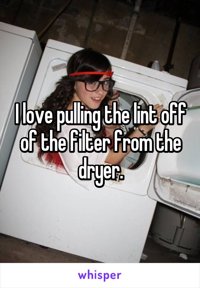 I love pulling the lint off of the filter from the dryer.