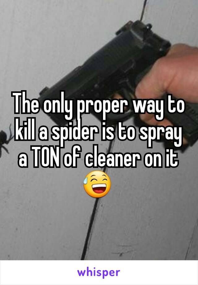 The only proper way to kill a spider is to spray a TON of cleaner on it 😅 