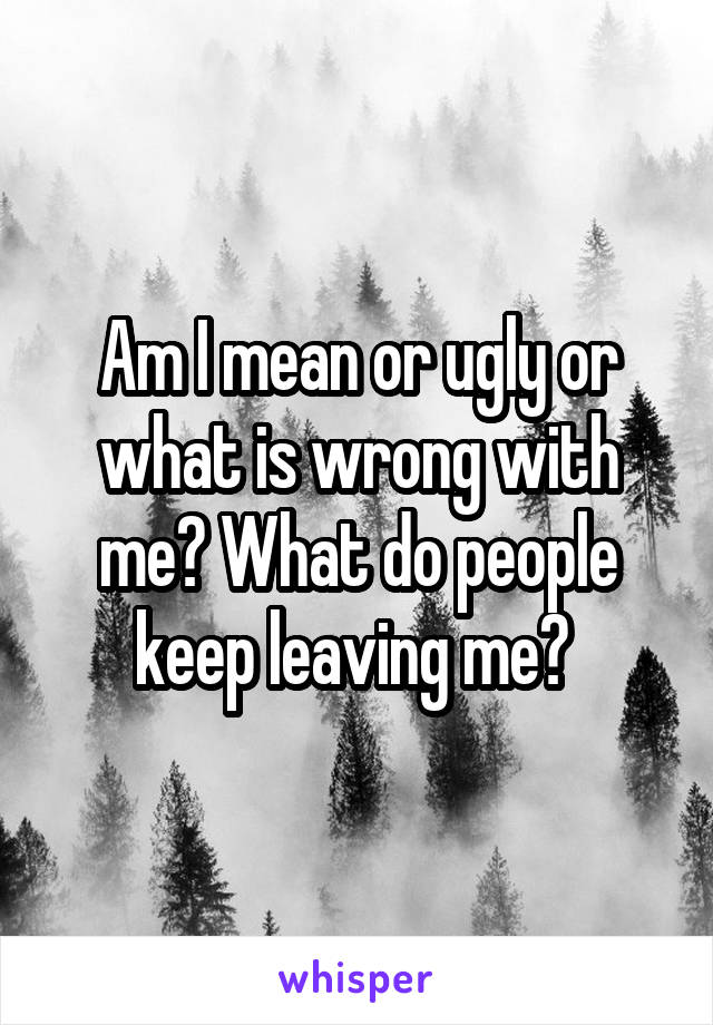 Am I mean or ugly or what is wrong with me? What do people keep leaving me? 