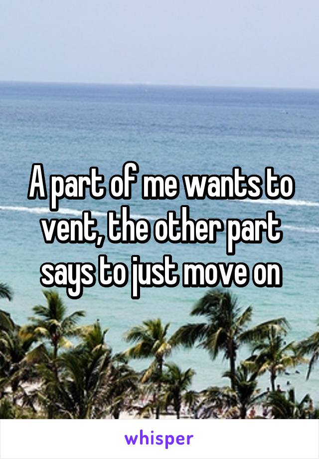 A part of me wants to vent, the other part says to just move on