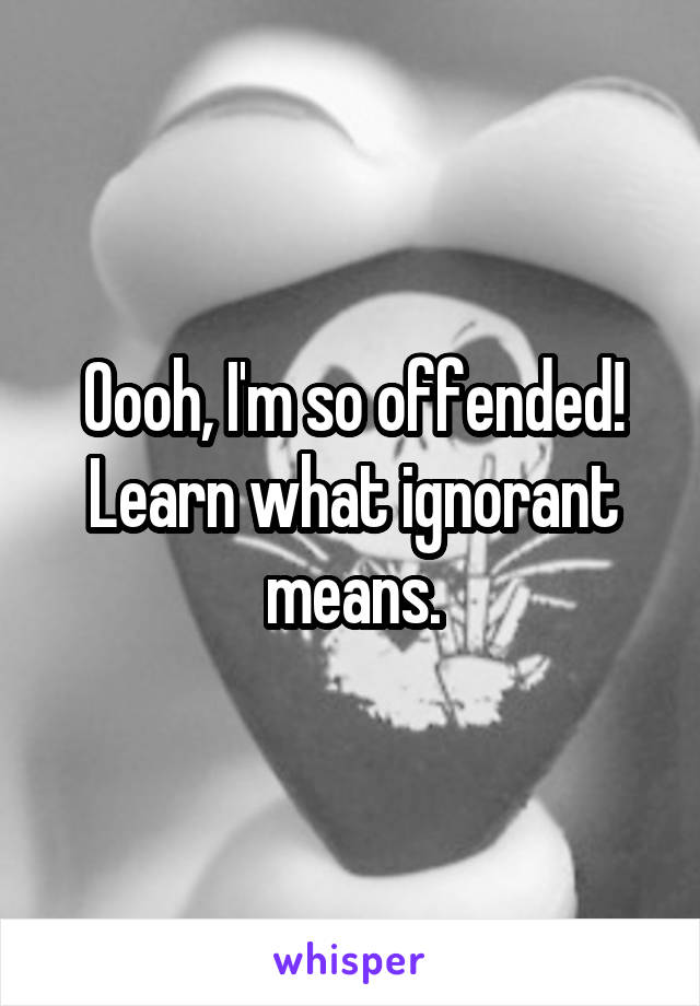 Oooh, I'm so offended! Learn what ignorant means.