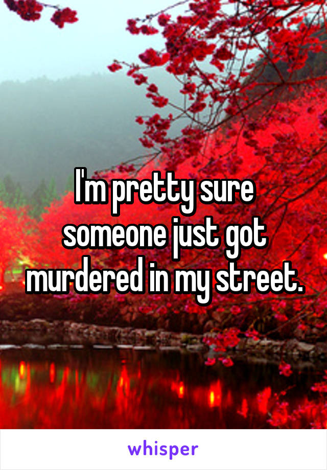 I'm pretty sure someone just got murdered in my street.