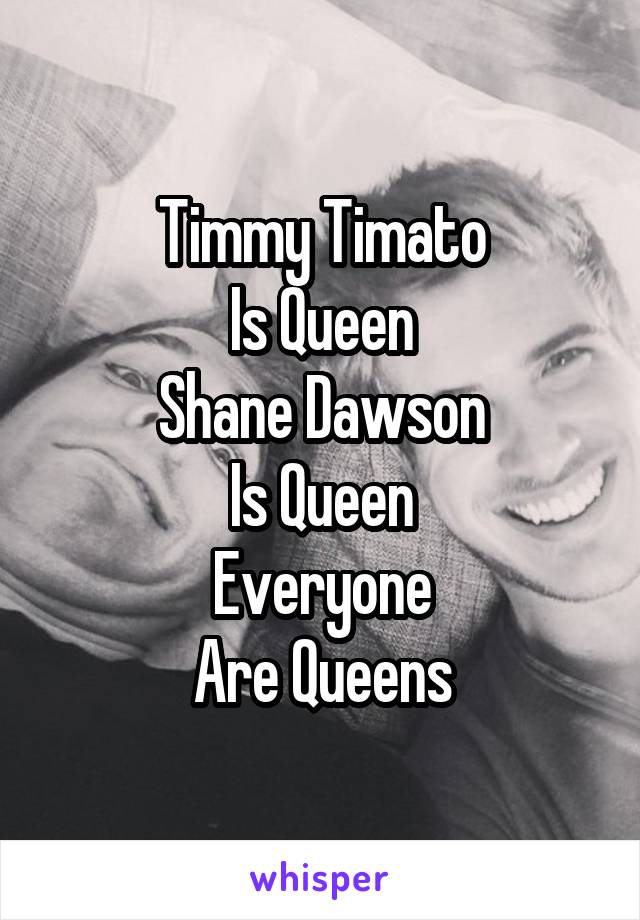 Timmy Timato
Is Queen
Shane Dawson
Is Queen
Everyone
Are Queens