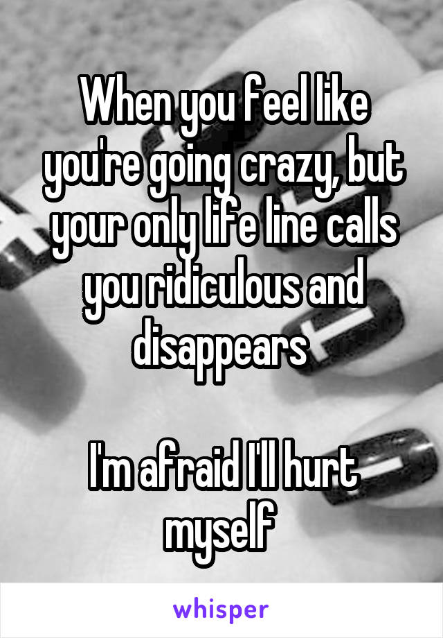 When you feel like you're going crazy, but your only life line calls you ridiculous and disappears 

I'm afraid I'll hurt myself 