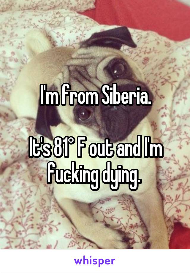 I'm from Siberia.

It's 81° F out and I'm fucking dying. 