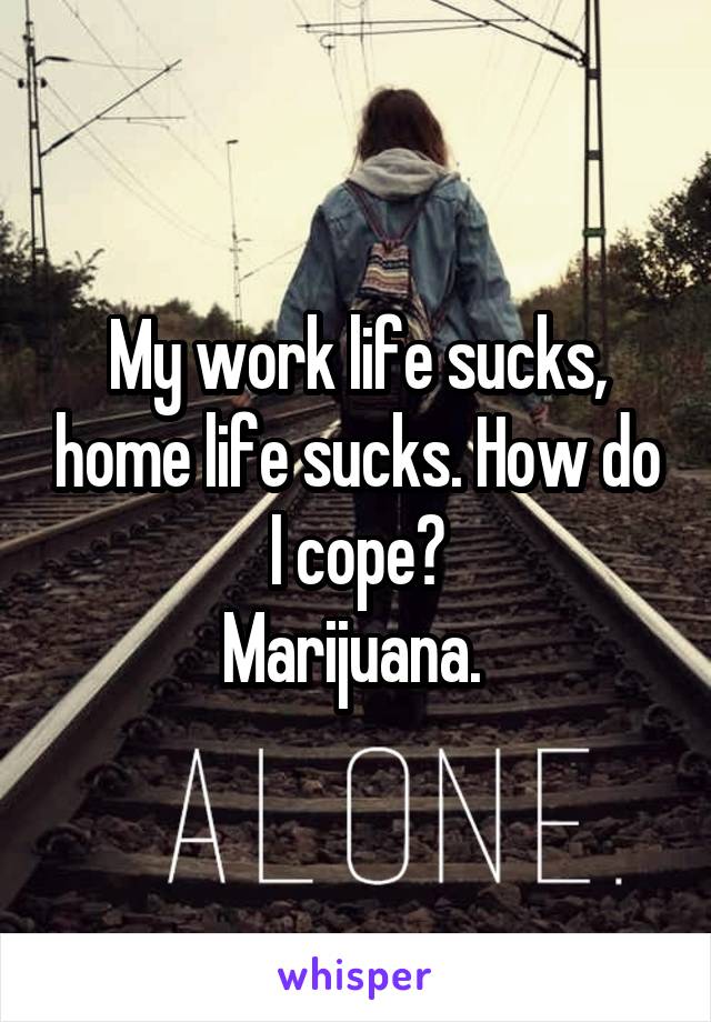 My work life sucks, home life sucks. How do I cope?
Marijuana. 