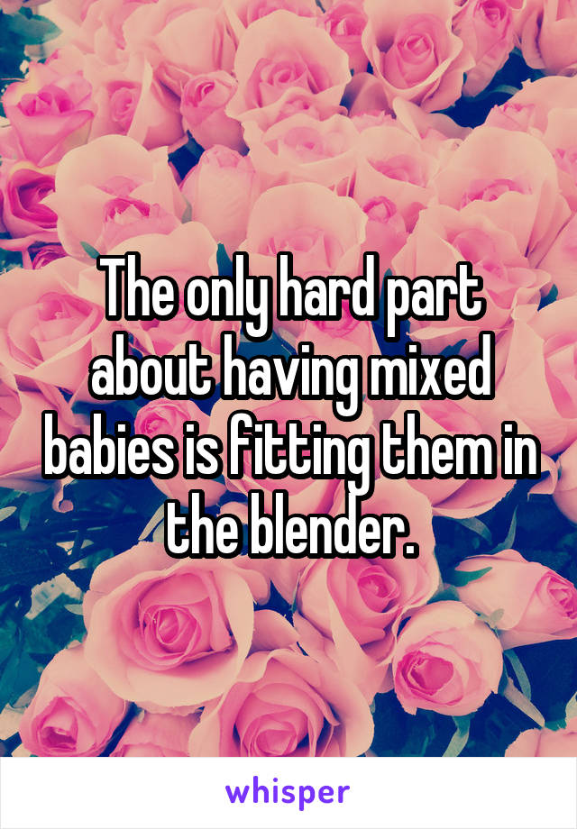 The only hard part about having mixed babies is fitting them in the blender.