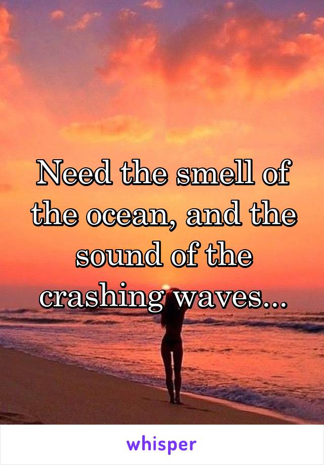  Need the smell of the ocean, and the sound of the crashing waves...