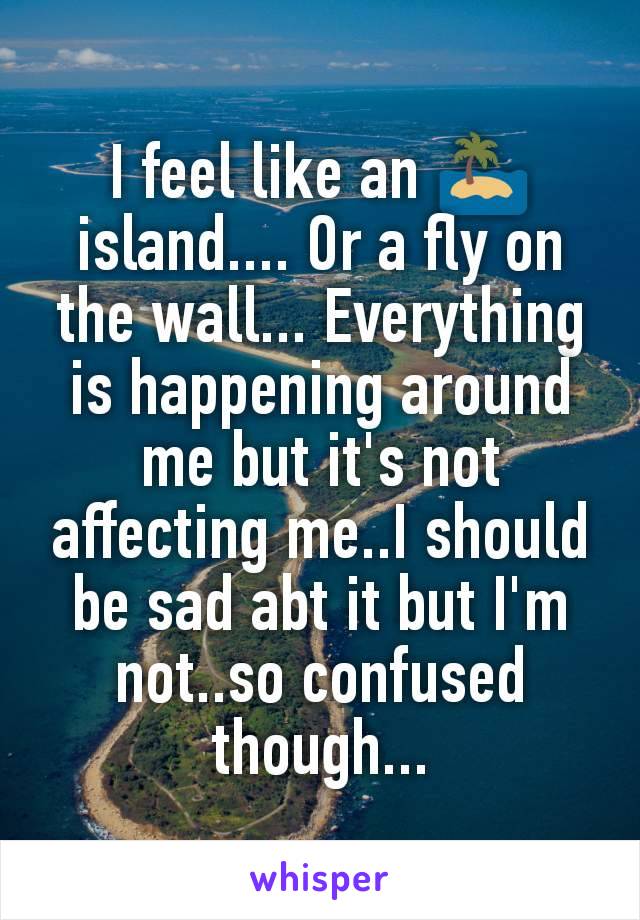 I feel like an 🏝️ island.... Or a fly on the wall... Everything is happening around me but it's not affecting me..I should be sad abt it but I'm not..so confused though...