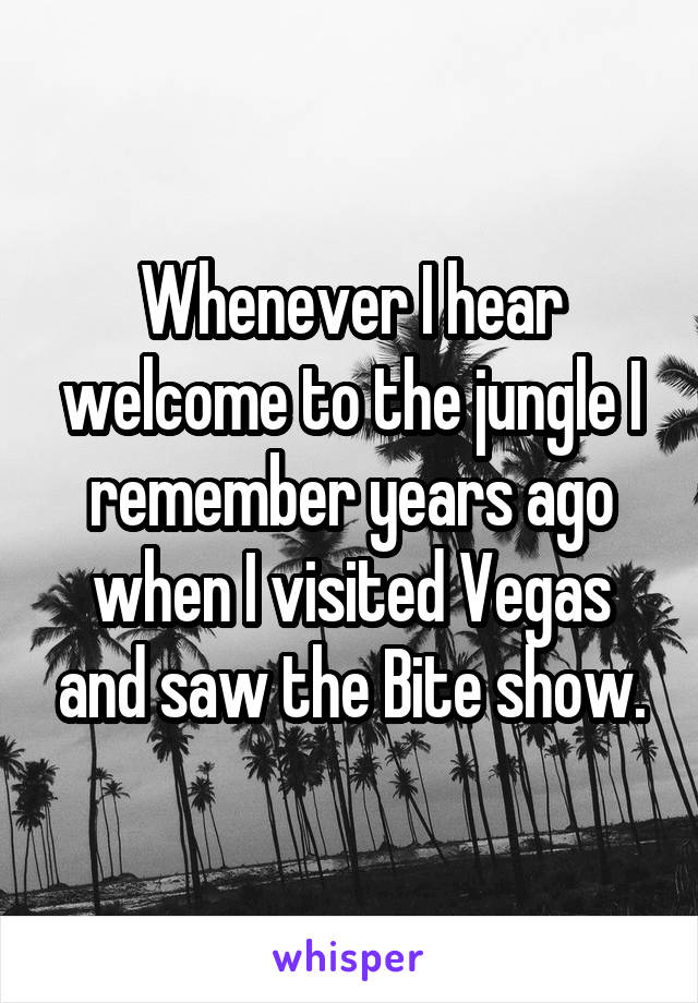 Whenever I hear welcome to the jungle I remember years ago when I visited Vegas and saw the Bite show.
