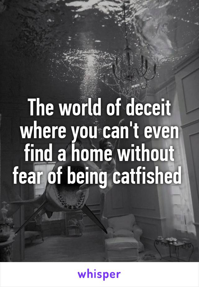 The world of deceit where you can't even find a home without fear of being catfished 