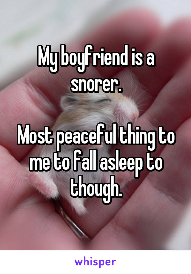 My boyfriend is a snorer.

Most peaceful thing to me to fall asleep to though.

