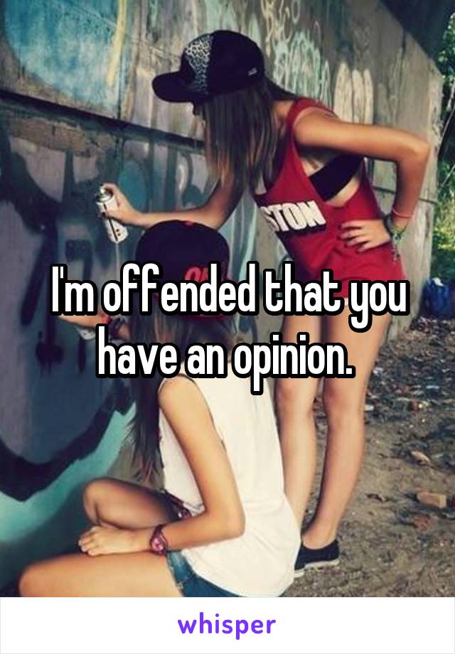 I'm offended that you have an opinion. 