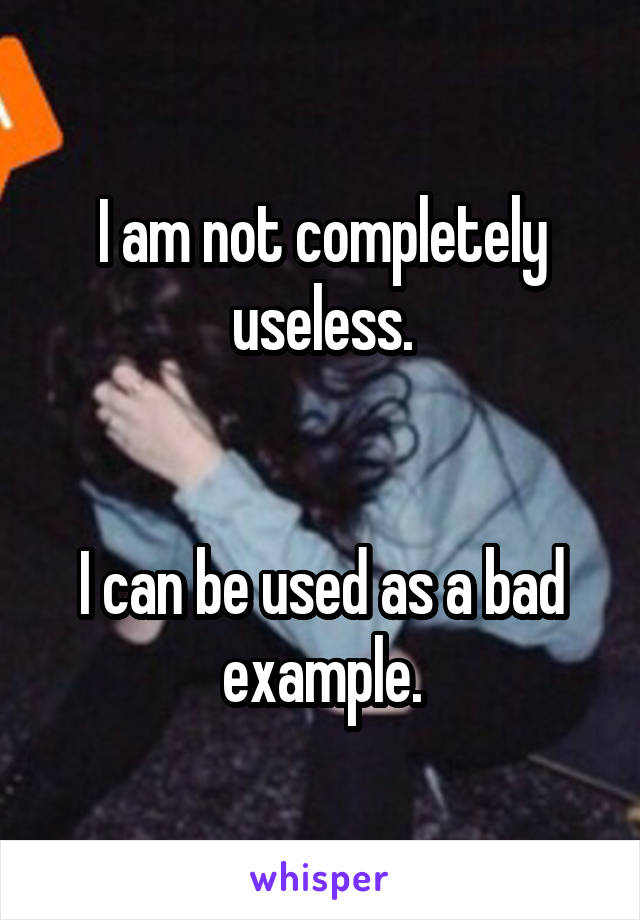 I am not completely useless.


I can be used as a bad example.