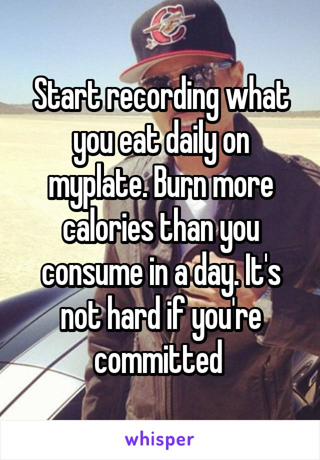 Start recording what you eat daily on myplate. Burn more calories than you consume in a day. It's not hard if you're committed 