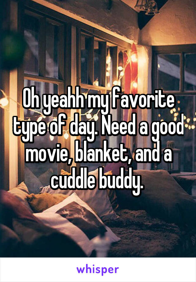 Oh yeahh my favorite type of day. Need a good movie, blanket, and a cuddle buddy. 