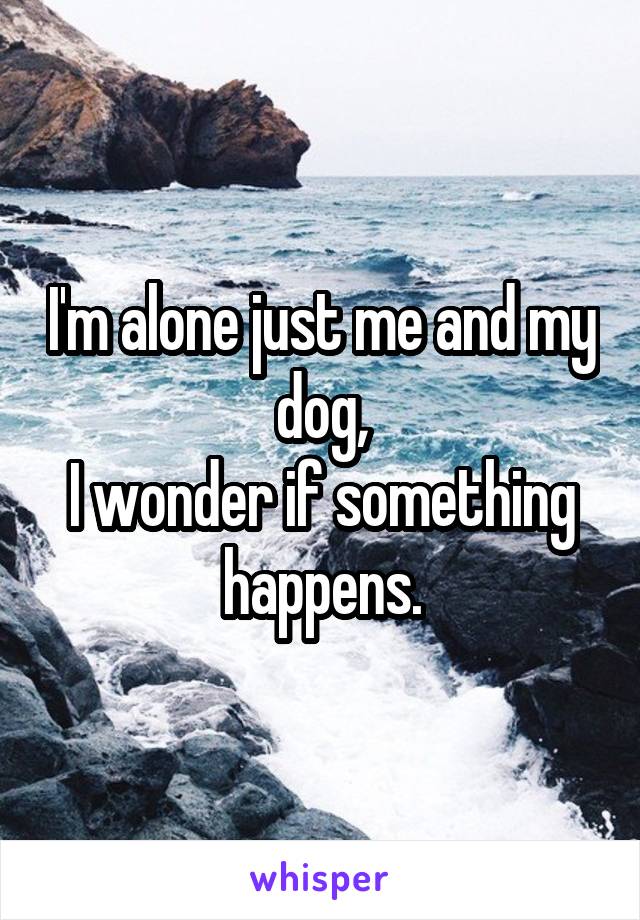 I'm alone just me and my dog,
I wonder if something happens.