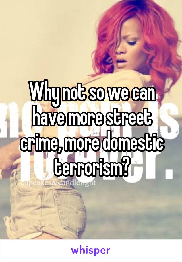 Why not so we can have more street crime, more domestic terrorism?
