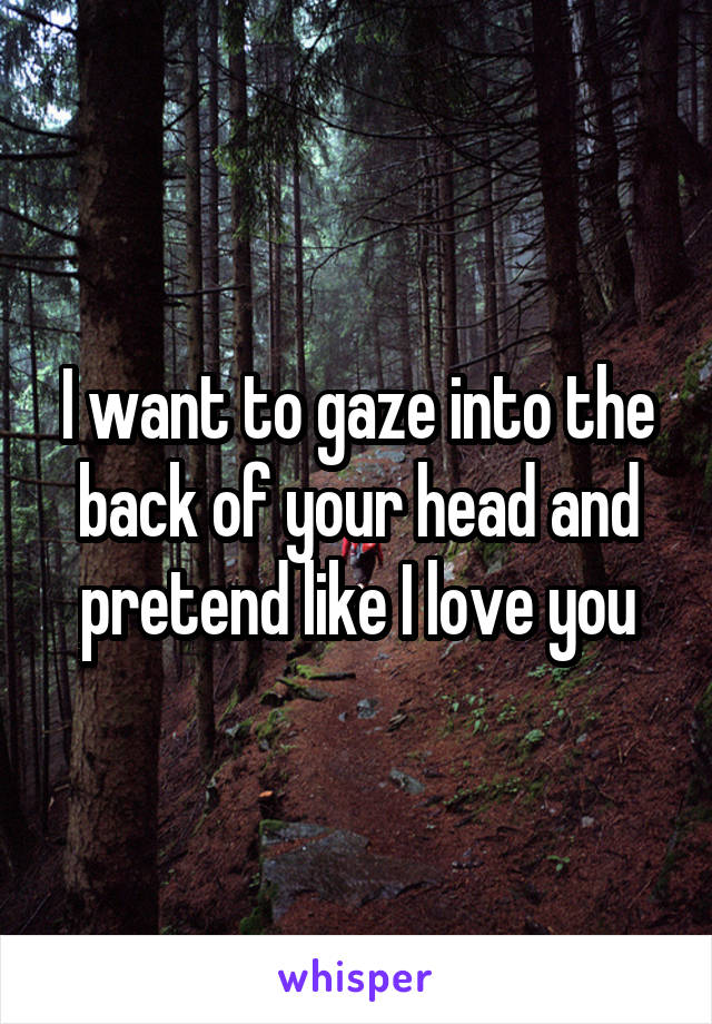 I want to gaze into the back of your head and pretend like I love you