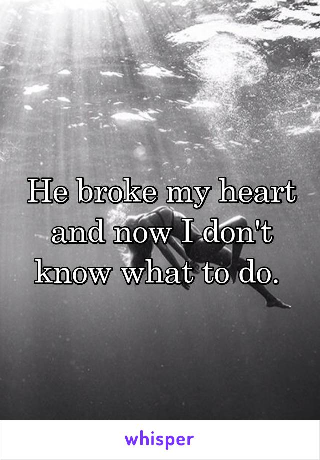 He broke my heart and now I don't know what to do. 
