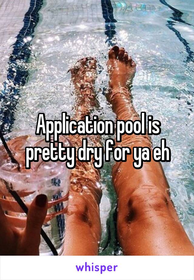 Application pool is pretty dry for ya eh
