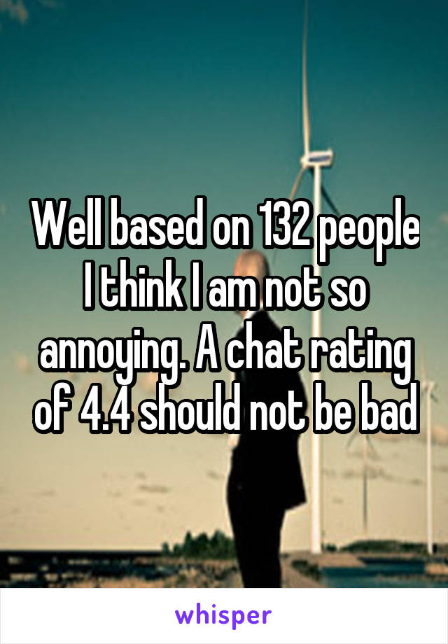 Well based on 132 people I think I am not so annoying. A chat rating of 4.4 should not be bad