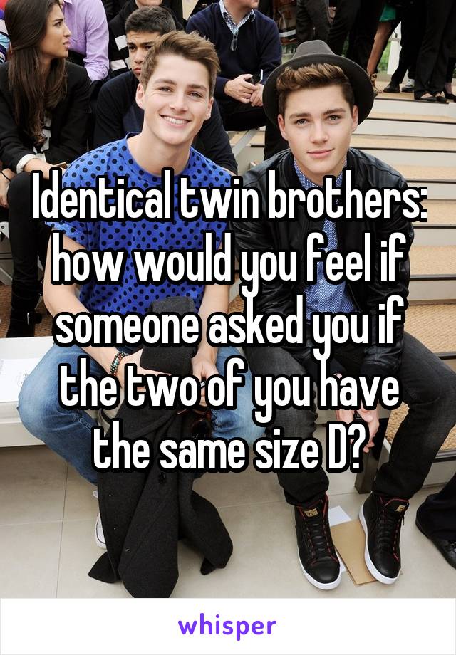 Identical twin brothers: how would you feel if someone asked you if the two of you have the same size D?