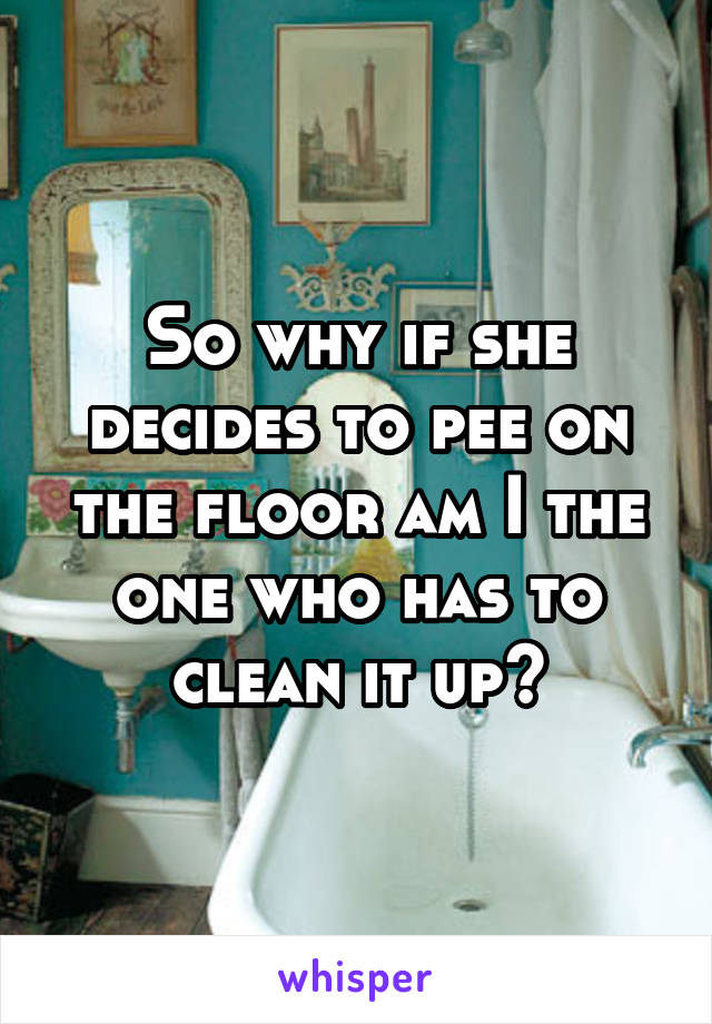 So why if she decides to pee on the floor am I the one who has to clean it up?