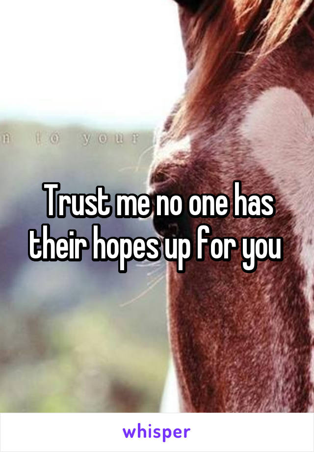 Trust me no one has their hopes up for you 