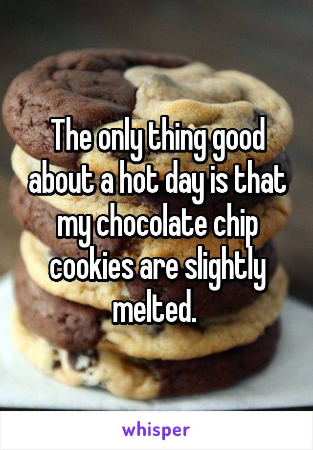 The only thing good about a hot day is that my chocolate chip cookies are slightly melted. 