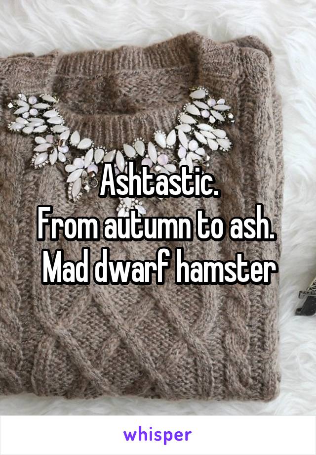 Ashtastic.
From autumn to ash. 
Mad dwarf hamster