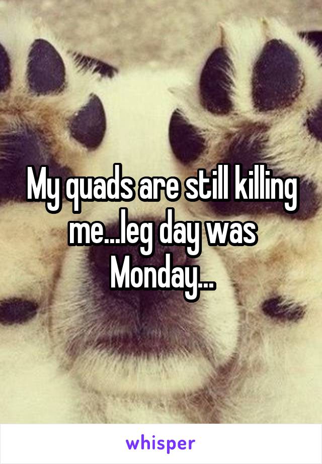 My quads are still killing me...leg day was Monday...