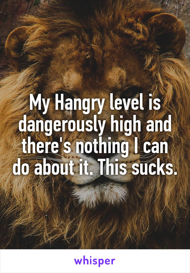 My Hangry level is dangerously high and there's nothing I can do about it. This sucks.