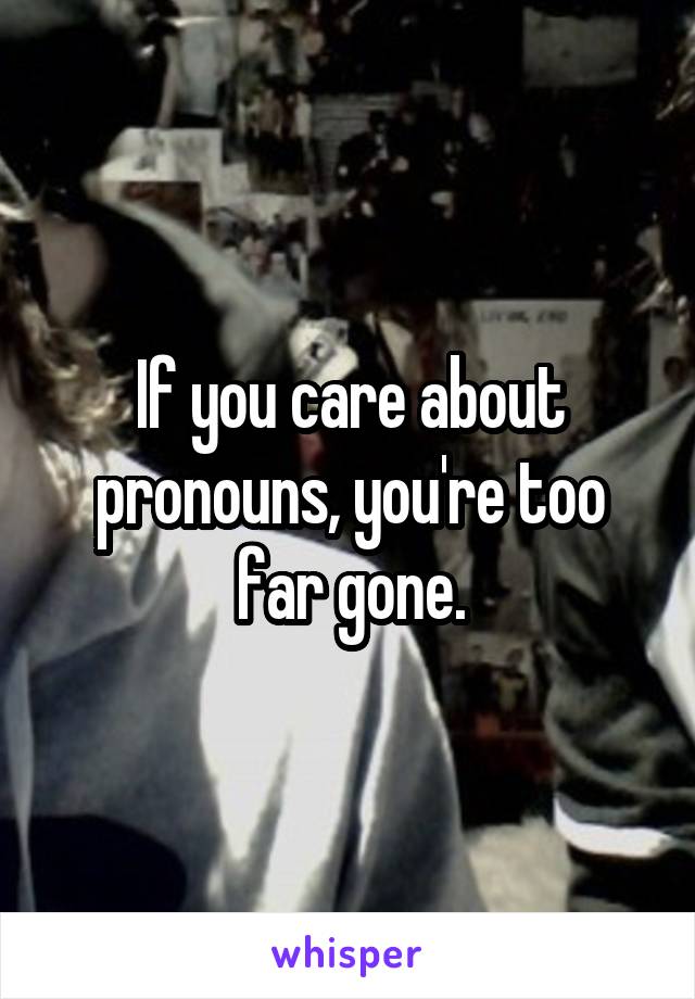 If you care about pronouns, you're too far gone.