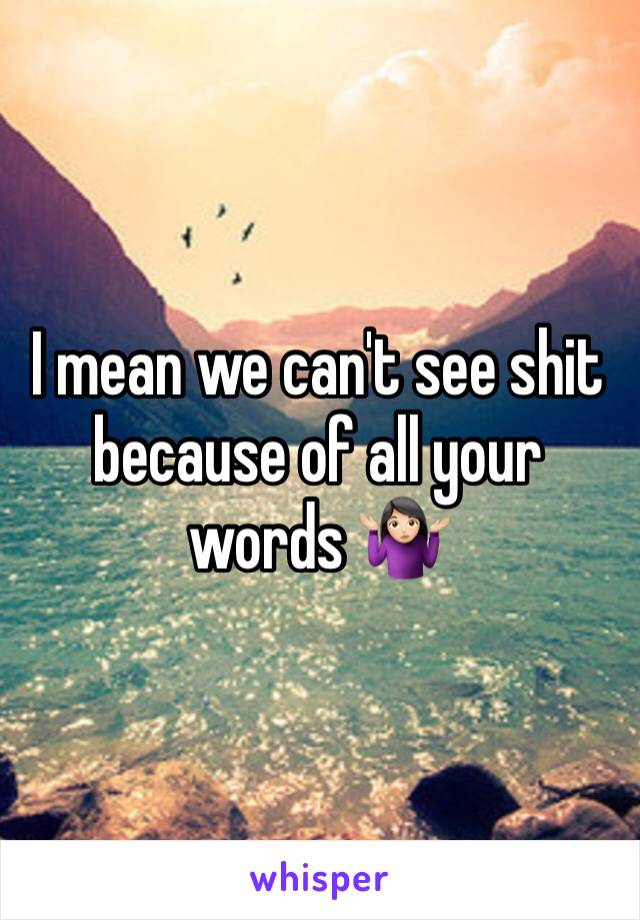 I mean we can't see shit because of all your words 🤷🏻‍♀️