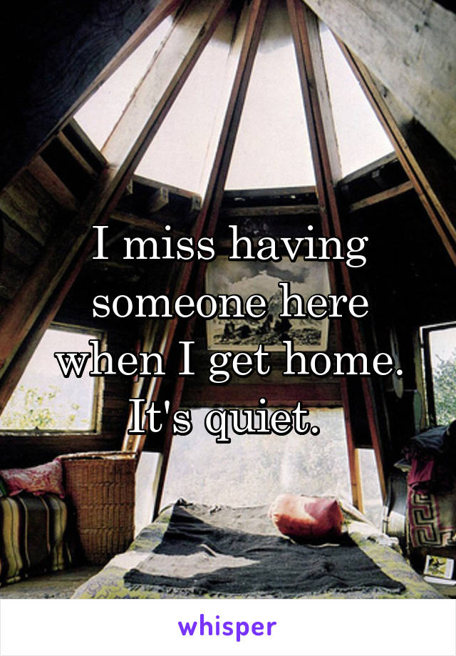 I miss having someone here when I get home. It's quiet. 