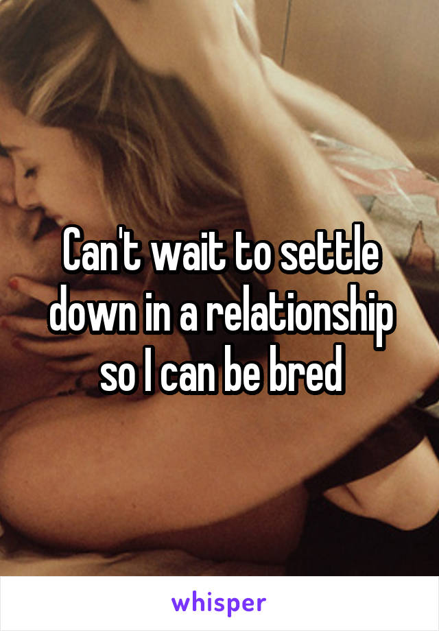 Can't wait to settle down in a relationship so I can be bred